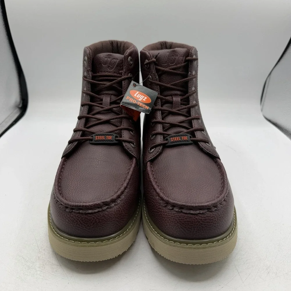 Lugz Monterey Work Boots Men Sz 12 D Oxblood Red 5 Inch Slip Resistant Steel Toe